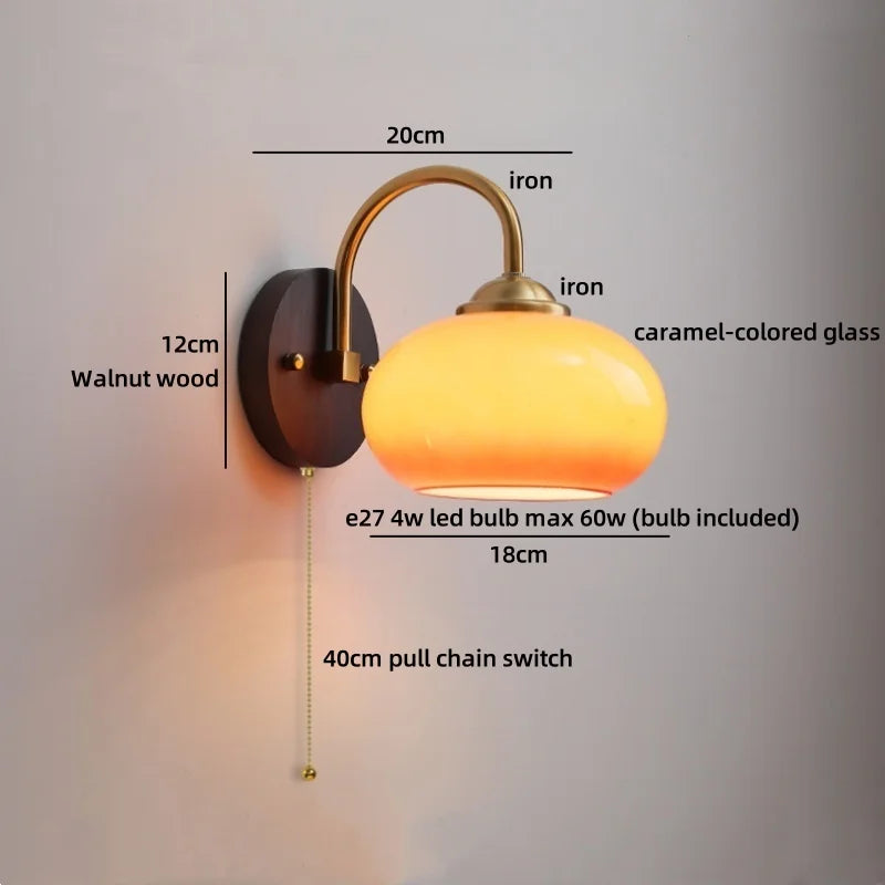 Axyaa Round Glass LED Wall Lights Switch for Indoor Luxury Living Room