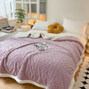 Axyaa Diamond Striped Plush Fleece Sofa Throw Blanket for Warmth & Comfort