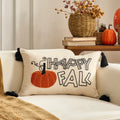 Axyaa Fall Pumpkin Maple Leaf Polyester Cushion Cover Halloween Pillowcase