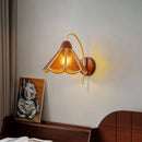 Axyaa Industrial Vintage Amber Glass Wall Sconce E27 Bulb Bedside Lamp