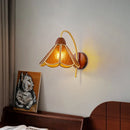 Axyaa Amber Glass LED Wall Sconce Antique Brass Industrial Vintage Bedside Lamp