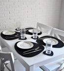 Axyaa Cream Black Dining Table Placemats Set for Kitchen Indoor Outdoor