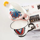 Hand-painted Ceramic Oatmeal Mug, Large Capacity Tea & Coffee Cup by Axyaa