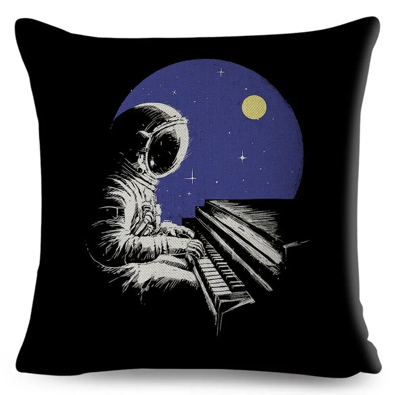 Axyaa Astronaut Sports Cushion: Fun Home Decor for Kids Room, Planet & Music Theme