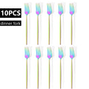 Axyaa White Gold Stainless Steel Dinner Fork Set - 10Pcs Flatware Cutlery Party Kitchen