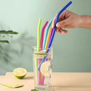 Axyaa Kids Silicone Straws - 6 Vibrant Reusable Straws for Water, Juice, Cocktails