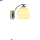 Axyaa Nordic Bedroom LED Wall Sconce with Switch, White Beige Glass, E27 Bulb