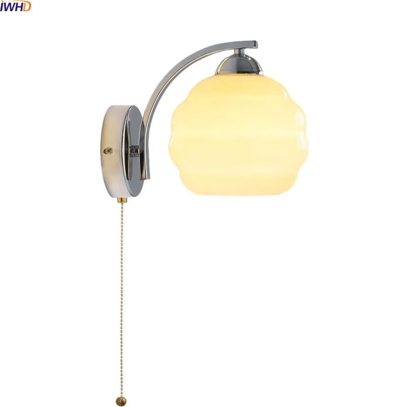 Axyaa Nordic LED Wall Sconce with Switch, Glass Shade, E27 Bulb