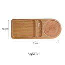 Axyaa Solid Wood Partition Tray: Stylish Tea Tray for Desserts, Snacks, and Drinks