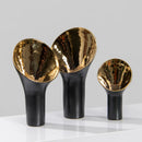 Axyaa Golden Trumpet Ceramic Flower Vase for Home Decoration and Flower Arrangement