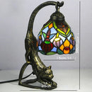 Axyaa Tiffany Cat Table Lamp: LED Vintage Creative Light for Home Bedroom