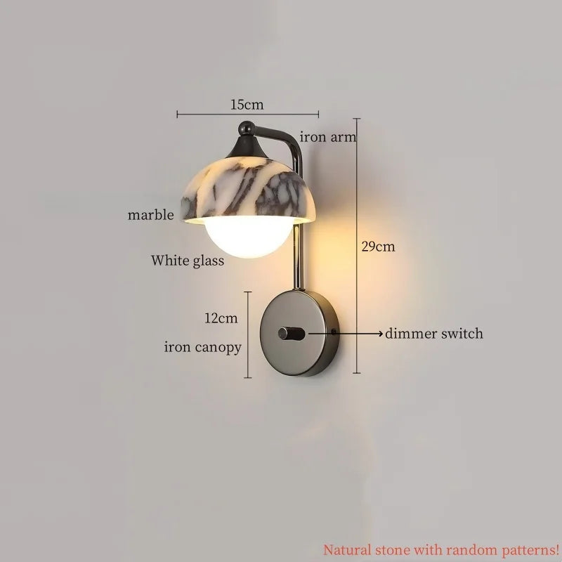 Axyaa Nordic LED Wall Sconce Marble Iron Modern Interior Lighting