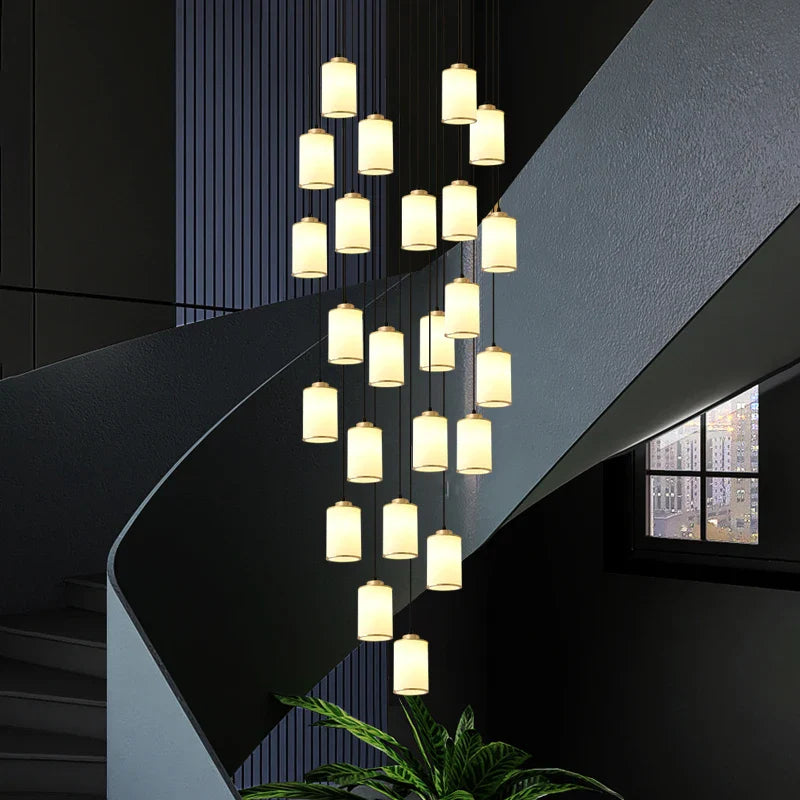 Axyaa Double Spiral Stairwell Chandelier for Modern Villa Hall Lighting