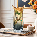 Axyaa Enamel Color Crystal Glass Vase, High-End Transparent Glass, Elegant Living Room Decor