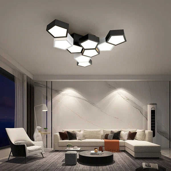 Axyaa Modern Geometric Ceiling Lights for Living Room - Creative Designer Bedroom Lighting Fixtures