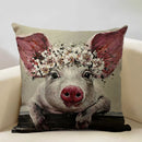 Axyaa Linen Farm Animals Cushion Cover 45x45CM - High-quality Bedroom Decor