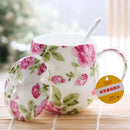 Axyaa Floral Rose Bone  Thermos Tumbler Mug - Tea for One Cup - Large Mug