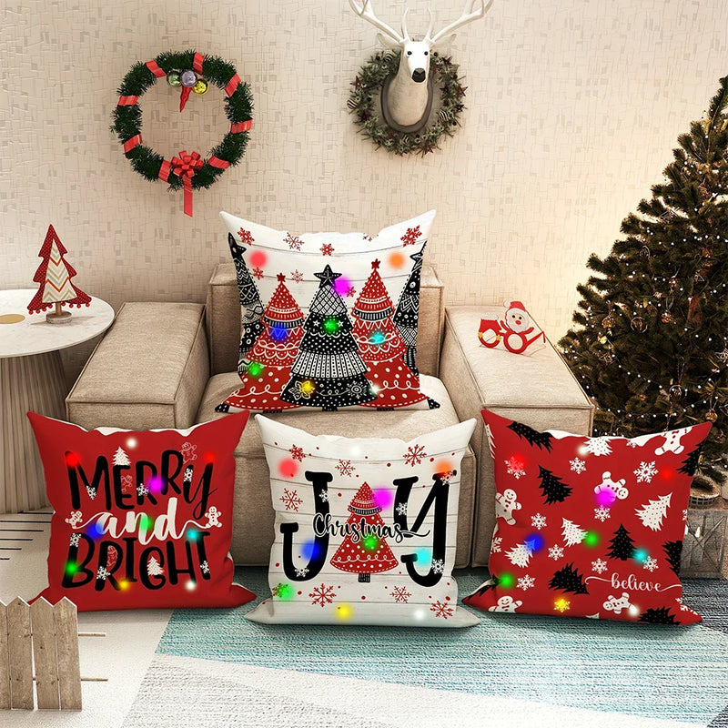 Axyaa Snowflake Christmas Tree Luminous Pillowcase