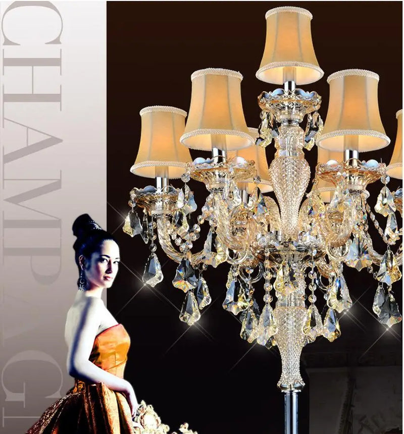 Axyaa Crystal Floor Lamp: European Luxury Chandelier for Living Room & Wedding