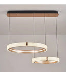 Axyaa Modern LED Ring Pendant Light - Gold Lustre Chandelier for Home Bedroom