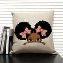 Axyaa Cute Cartoon Girl Pillow Case Africa Baby Cushion Cover Home Decor Linen Pillowcase
