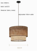 Axyaa Fabric LED Pendant Light: Nordic Wabi Sabi Chandelier for Dining Room, Bedroom, and Restaurant