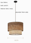 Axyaa Fabric LED Pendant Light: Nordic Wabi Sabi Chandelier for Dining Room, Bedroom, and Restaurant
