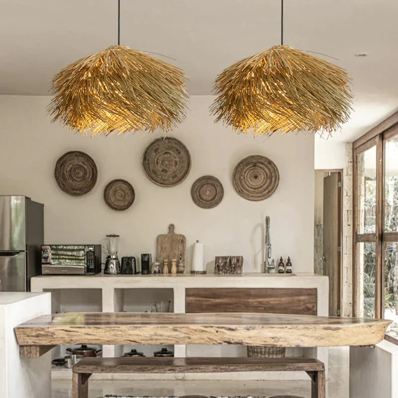 Axyaa Wabi Sabi Grass Pendant Chandelier, LED Japan Living Room Decor