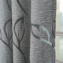 Axyaa Grey Leaf Jacquard Curtains - Designer Home Decor for Living Room