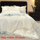 Axyaa Embroidered Silk Lace Summer Quilt Set