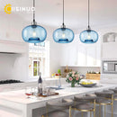 Axyaa Blue Bubble Glass Pendant Lights: Adjustable Hanging Fixtures for Living Room, Bedroom, Kitchen Island