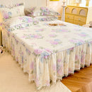 Axyaa Princess Lace Bed Skirt in Pure Cotton with Romantic Rose Floral Design