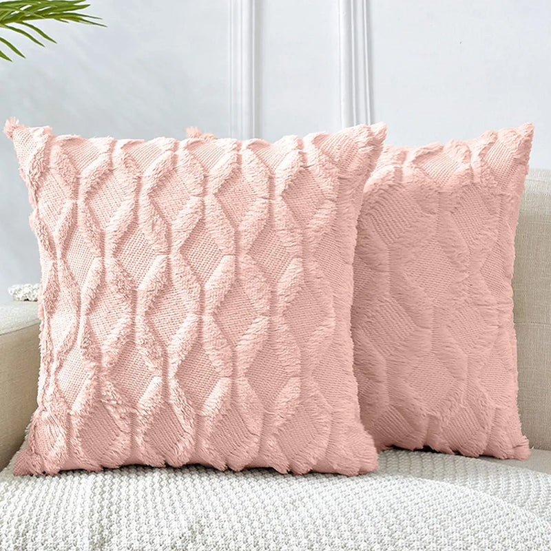 Pink Boho Rhombus Cushion Cover 45x45 for Living Room Chair by Axyaa