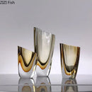 Axyaa Minimalist Amber Glass Vase for Modern Home Decor and Flower Arrangements