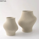 Axyaa Wrinkled Art Ceramic Vase for Flower Arrangements, Hydroponics, and Decor