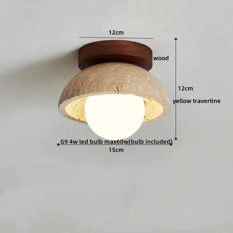 Axyaa Acryl Travertine LED Ceiling Light - Natural Stone Modern Ceiling Lamp