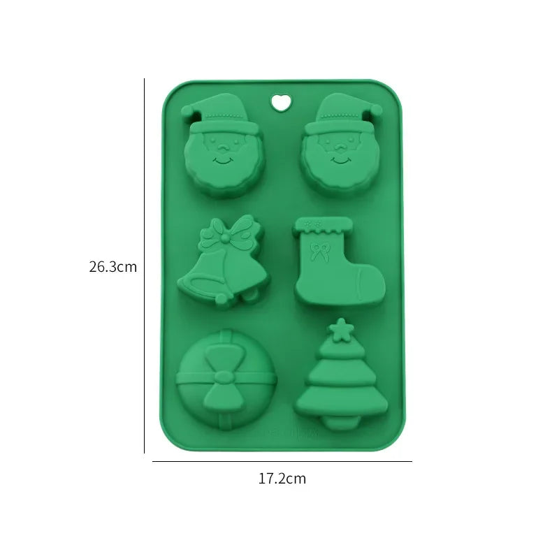 Silicone Christmas Chocolate Mold Set Snowflake Tree Stars Elk Snowman Axyaa