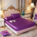 Axyaa Satin Silky Fitted Bed Sheet Set - Luxury Solid Color Sheets & Pillow Cases