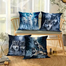 Axyaa Wolves In Moonlit Forest & Snow Pillow Covers - Sofa Bedroom Car Decor