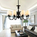 Axyaa Black Iron Chandelier with Cloth Lampshade, E14 Candle Light Holder