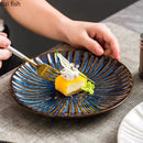 Axyaa Round Shallow Plate Ceramic Tableware Dessert Snack Sushi Salad Plate