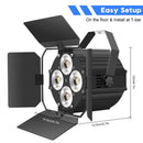 Axyaa 120W COB LED Par Lights with Barndoors for Stage, DJ Party, Theater