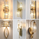 Axyaa Crystal Gold Wall Lamp: Elegant LED Lighting Fixtures for Luxury Living Areas