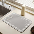 Axyaa Cream Solid Color Coffee Machine Drain Mat - Kitchen Non-Slip Absorbent Drying Mat