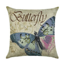 Axyaa Linen Butterfly Flower Sofa Cushion Cover 45*45 - Home Decor Printed Pillow Case