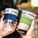 Axyaa 460ml Ins Style Coffee Mug with Lid for Bubble Tea Juice Milk