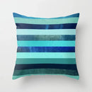 Teal Blue Flower Leaves Pattern Pillow Case for Home Decor by Axyaa