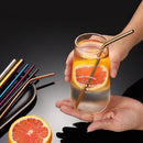 Axyaa Metal Drinking Straws Set - Eco-friendly Stainless Steel, 6pcs Bent Reusable Straw Kit