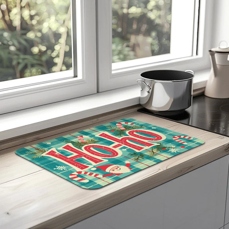 Axyaa Christmas Kitchen Draining Mat - Absorbent & Anti-Slip
