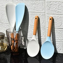 Axyaa Vertical Wooden Handle Silicone Kitchen Utensils Set - Non Stick Cooking Shovels Spoons